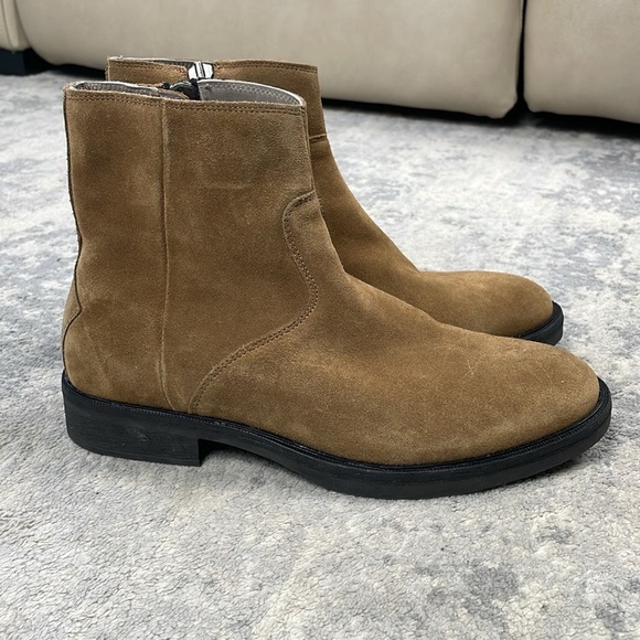 All Saints Lang Side Zip Boots Suede Tobacco Tan Sz 8 - Picture 7 of 16